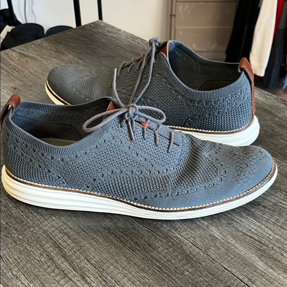 Cole Haan Men's Blue Knit Oxford Shoes